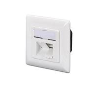 DIGITUS Prise de raccordement Cat-5e - 2 Ports RJ45 - Prise réseau encastrée - Alimentation Horizontale - Design - Blanc Pur - LSA - Cat 5e