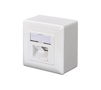 CAT 5e wall outlet, shielded, 2x RJ45 8P8C, LSA, pure white, surface mount