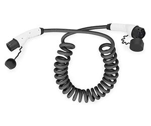 DIGITUS Mode 3 Câble de Charge pour Voitures électriques & PHEV - 10 m - Type 2-3 Phases - 32 A - 22 KW - Câble spiralé - Noir/Gris