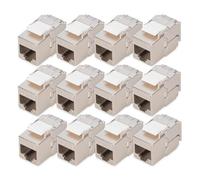 DIGITUS Module Keystone Cat-6A blindé - 12 pièces - Version courte - Prise RJ45 - 500 MHz 10GBase-T - AWG 26-22 - Design élégant - Avec serre-câbles - Montage sans outil