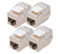 DIGITUS Module Keystone Cat-6A blindé - 4 pièces - Version courte - Prise RJ45 - 500 MHz 10GBase-T - AWG 26-22 - Design élégant - Avec serre-câbles - Montage sans outil