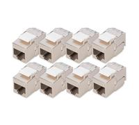 DIGITUS Module Keystone Cat-6A blindé - 8 pièces - Version courte - Prise RJ45 - 500 MHz 10GBase-T - AWG 26-22 - Design élégant - Avec serre-câbles - Montage sans outil
