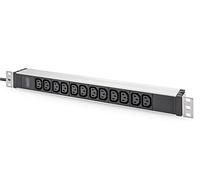 DIGITUS Multiprise 19" - 12 Prises C13-1U - 250VAC - 50/60Hz - 10A - avec Interrupteur de Protection de Ligne - pour armoires réseau et Serveur 19 Pouces