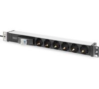 Digitus Multiprise 19" - 6 prises - 1HE - 250 VAC - 50/60 Hz - 16 A - 4000 W - Avec interrupteur de protection