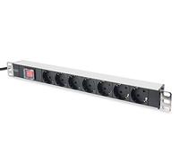Digitus Bloc multiprise avec profilé en aluminium et interrupteur, prise électrique à contact de protection avec 7 sorties, connecteur à contact de pr
