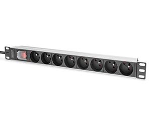 DIGITUS Multiprise 19 Pouces - 8 Prises CEE 7/5 - Disjoncteur | Version française - 16 A - 4 000 W - Pour armoires réseau et serveurs 19 pouces