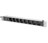 DIGITUS Multiprise 19 Pouces - 8 Prises - Version Italienne - 1U | Prise IEC C14 - Fusible de protection - 250 V CA 50/60 Hz - 10 A - 2 500 W - Pour armoires réseau 19 pouces