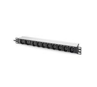 1U Aluminum PDU, rackmountable, 8 x C13, 2 x C19 16A, 230VAC, 50/60Hz, IEC C20 plug