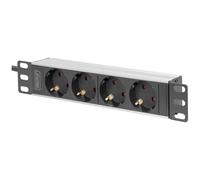 Digitus PDU 1U aluminium 254 mm (10") – 4 prises de sécurité, 16 A, 4000 W, 250 V CA 50/60 Hz