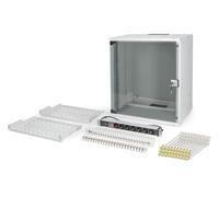 DIGITUS Kit réseau 19 pouces – Armoire 12U SOHO Pro, 24 ports, 2 étagères 1U, 30 cordons, gris