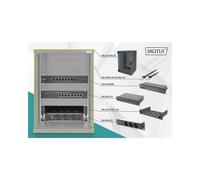 Digitus Pack Réseau 10" 9U DN-10-SET-2-B : Armoire Murale 464x312x300mm, Switch Gigabit 8 ports, Panneau Brassage CAT 6 8 ports, Tablette 1U, Multiprise 3 Prises, Câbles CAT 6 S-FTP 1m.