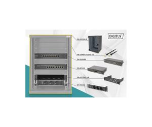 Digitus Pack Réseau 10" 9U DN-10-SET-2-B : Armoire Murale 464x312x300mm, Switch Gigabit 8 ports, Panneau Brassage CAT 6 8 ports, Tablette 1U, Multiprise 3 Prises, Câbles CAT 6 S-FTP 1m.