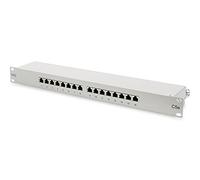 DIGITUS Panneau de brassage - 19 pouces - Cat-5e - 16 ports RJ45 - Blindé - Panneau de brassage LSA - Montage en rack 1U - Gris