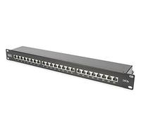 DIGITUS Panneau de Brassage - 19 Pouces - Cat-6A - 24 Ports RJ45 - Blindé - Panneau de Brassage LSA - Montage en Rack 1U - Noir