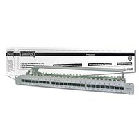 DIGITUS Panneau de brassage - 19 pouces - Cat-6A - 24 ports RJ45 - Blindé - Panneau de brassage LSA - Montage en rack 1U - Gris