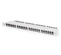 DIGITUS Panneau de Brassage (Patch Panel) - 19 Pouces - Cat-6A - 24 Ports RJ45 - Blindé - Panneau de Brassage LSA - Montage en Rack 0.5U - Gris
