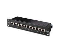 DIGITUS Panneau de brassage Cat. 5e - 12 ports - prises RJ45 - montage en rack 10 pouces 1U - panneau de distribution LSA - blindé - noir