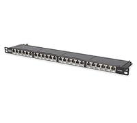 DIGITUS Panneau de brassage - Cat-6 - 19 pouces, 0,5U - 24 ports RJ45 | Blindé - 1 Gbit/s - Compatible PoE+ - Panneau de brassage LSA - Montage en rack dans une armoire réseau - Noir