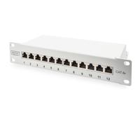 Digitus Panneau de brassage Cat. 6a, blindé, 12 ports, 1U, 10", gris