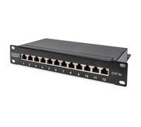 Digitus Panneau de brassage CAT 6a, blindé, 12 ports, 1U, 10", noir