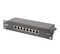 Digitus Panneau de brassage Cat.6 - 8 ports RJ45 - 1U pour rack 10 pouces - blindé - Noir