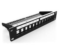 Digitus Panneau de brassage modulaire 12 ports 10 pouces montage en rack 1U Keystone blindé noir