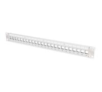 Modular Patch Panel, shielded, 24-port blank, 1U, Rack Mount, transp. label field, grey
