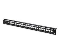 DIGITUS Panneau de Brassage (Patch Panel) - Modulaire - pour modules Keystone - 19 Pouces - 24 Ports - blindé - Montage en Rack 1U - Noir