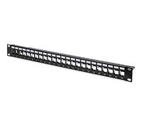 DIGITUS Panneau de Brassage (Patch Panel) - Modulaire - pour modules Keystone - 19 Pouces - 24 Ports - blindé - Montage en Rack 1U - Noir