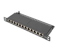 Digitus Panneau de brassage Slim CAT 6A, blindé, 12 ports, 0,5 UH, 10", noir