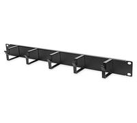 DIGITUS Panneau de gestion des câbles - 19 pouces, 1U - Noir | 5 barrettes de guidage 40 x 60 mm - Tôle d'acier - Système de gestion des câbles pour armoires réseau et câbles réseau