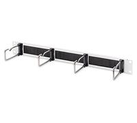 DIGITUS Panneau de rangement de câbles avec passage - 1UH - 4 étriers de guidage 40 x 75 mm - 19 pouces - Pour armoires réseau & câbles réseau - Gris