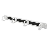 DIGITUS Panneau de rangement de câbles avec passage - 1UH - 4 étriers de guidage 44 x 60 mm - 19 pouces - Pour armoires réseau & câbles réseau - Gris