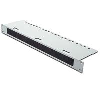 1U cable management panel with 30x400 mm brush 480x120 mm cable fixing tray, grey (RAL 7035)