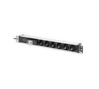 Digitus PDU DN-95417 Bloc Multiprise 6 Prises Type F 16A 250V, Profilé Aluminium, Disjoncteur, Câble 1.8m, 482.6mm (19"), Noir/Argent