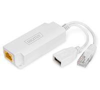 DIGITUS PoE-Splitter - Entrée RJ45 vers connecteur RJ45 & USB-A Femelle - 10/100 Mbit/s e Protection IP40 - Norme PoE IEEE802.3at - portée 100m - Cat5e, Cat6, Cat6A