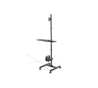 Digitus Poste de travail mobile DA-90374 – 1 écran jusqu'à 32" VESA 75/100, plateau clavier, noir