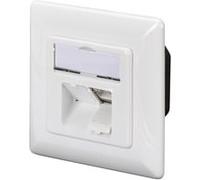 CAT 6A Class EA network outlet, shielded, 2x RJ45 LSA, pure white, surf. mount, vert. cable install.