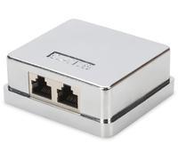 DIGITUS Prise de raccordement Cat-6-2 Port RJ45 - Boîtier en saillie - Prise réseau - LSA pince coupante - Blindé - Argenté