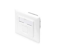 DIGITUS Prise de raccordement Cat-6A - 1 Port RJ45 - Prise réseau encastrée - Alimentation Verticale - Design possible - Blanc pur