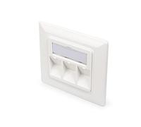 DIGITUS Boîte de jonction pour module Keystone - 3 ports - Sortie coudée à 45° - Avec capuchon anti-poussière - Blanc