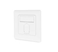 DIGITUS Prise murale encastrée Cat-6A - 1 port RJ45 - entrée sur quatre côtés - profondeur d’encastrement 28 mm - compatible avec les plaques de finition - blanc pur