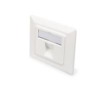 DIGITUS Prise pour Module Keystone - 1 Port - Sortie Coudée à 45° - avec Capuchon Anti-Poussière - Blanc