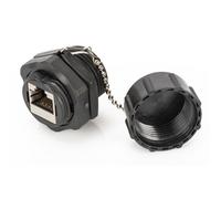 DIGITUS Connecteur industriel Cat-6 Blindé - 2x RJ45 femelles - IP67 Etanche à la poussière - 250 MHz 1GBase-T Classe-E - Câble réseau Connecteur Câble Ethernet Câble patch Câble LAN - Noir