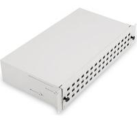 DIGITUS Professional DN-96200-2U Boîte d'épissure pour fibre optique, extractible, 2U 483 mm (19") avec vis M 25, gris RAL 7035 sans panneau frontal