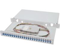 DIGITUS Professional DN-96332/9 Boîte d'épissure extensible pour fibre optique, 1U, équipée 24xLC duplex, vis M 25 incluse, cassette d'épissure Pigtails couleur OS2, adaptateur