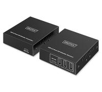 DIGITUS Prolongateur USB 3.2 Gen1 Via Ethernet - Hub USB 4 Ports - 3X Type A, 1x Type C - Portée de 100 m avec câble réseau Cat 6 - 5 Gbps - Noir