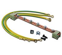 DIGITUS rail d'équipotentialité - pour armoires réseau et serveur 19 pouces - à monter sur les rails profilés - 220 mm - quatre câbles de mise à la terre inclus