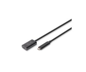 Digitus Rallonge Active USB-C 3.2 Gen2 10G - 5m, DA-73112, USB-C Mâle vers USB-C Femelle, Amplificateur Intégré, 10 Gbit/s, Compatible Windows/macOS