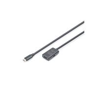 Digitus Rallonge Active USB-C 5m, USB 3.2 Gen1 5Gbps, Amplificateur, Connecteurs USB-C Mâle/Femelle, AWG 28/28/24, Blindage Magnétique, DA-73108